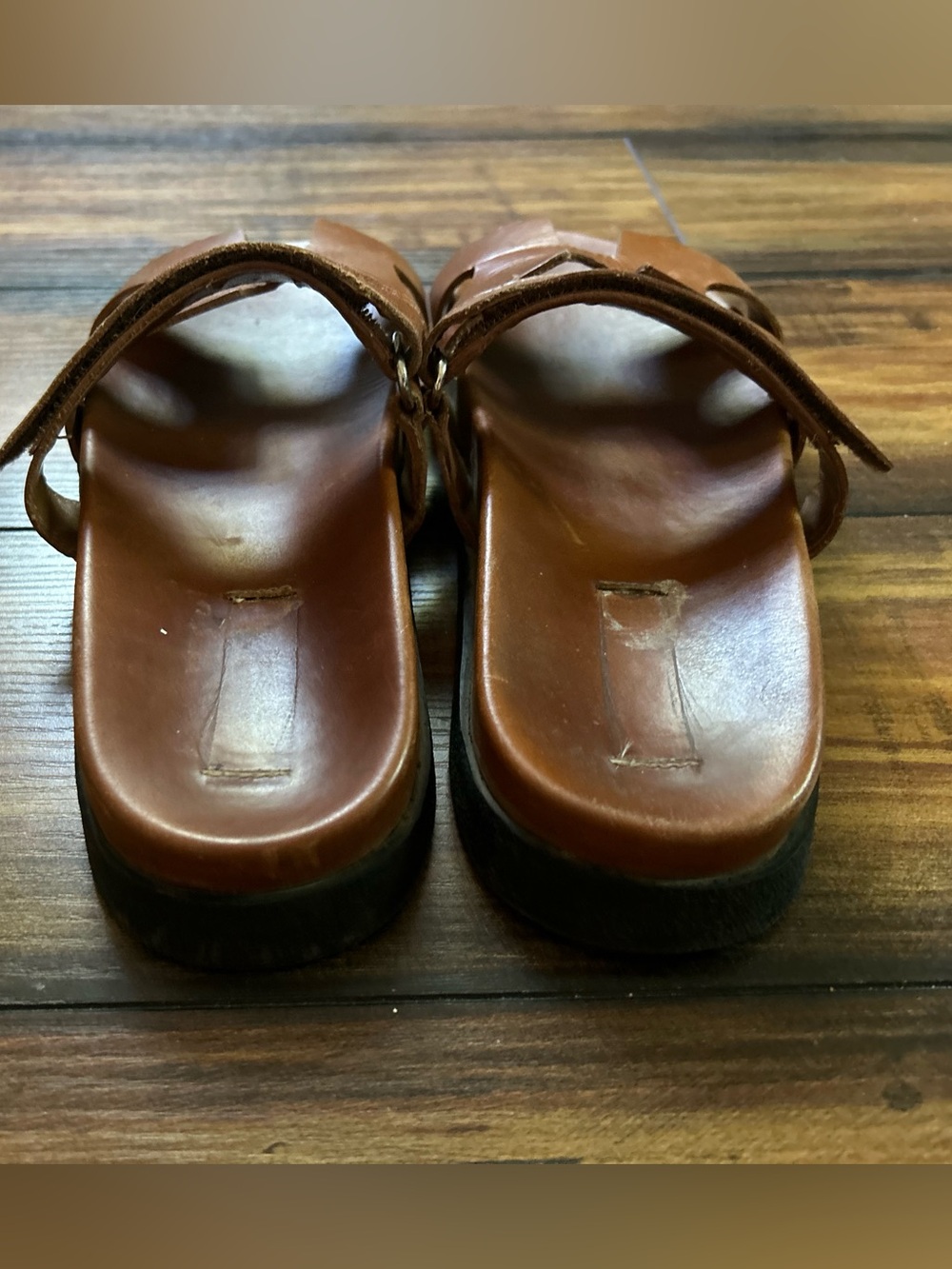 Steve Madden Women’s Cognac Leather Dual-Strap Slide Sandals Mayven Sz 8 - Picture 8 of 8